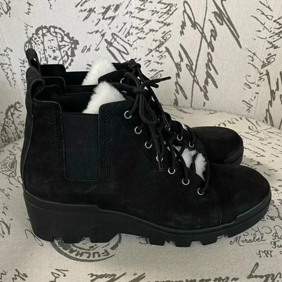 NEW, Eileen Fisher, Calm, Suede Shearling Booties - Picture 7 of 13